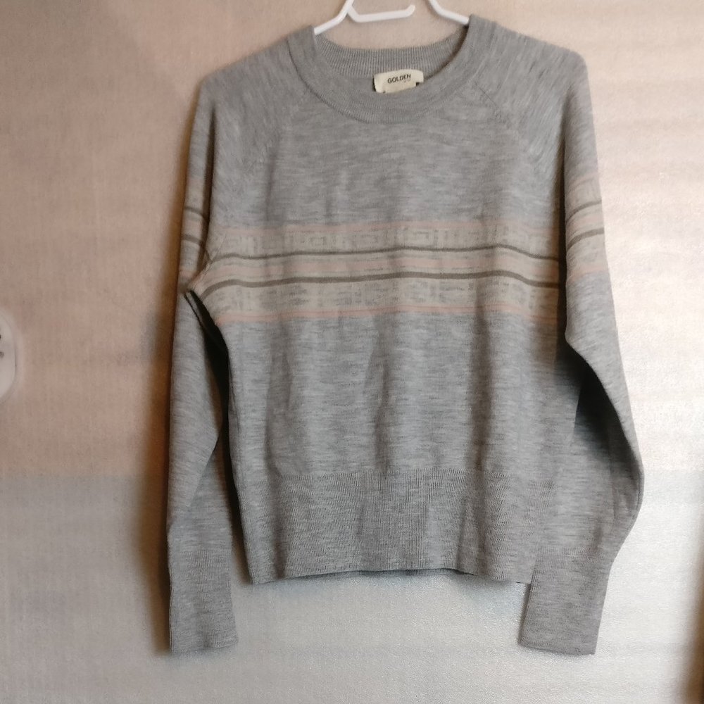 Striped Wool sweater Gray/Peach size LARGE